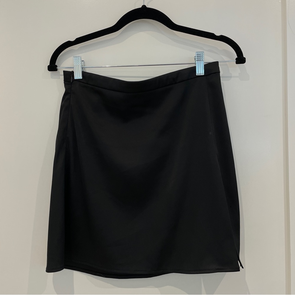 Satin Mini Skirt with Slit